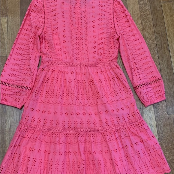 EUC bright coral flutter-hem dress SZ 0 - Picture 6 of 6